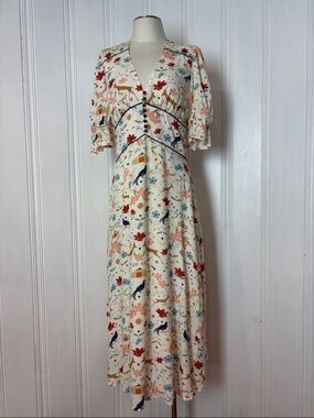 ANTIT Whimsical Woodland Print Midi Dress | Size L (see measurements)